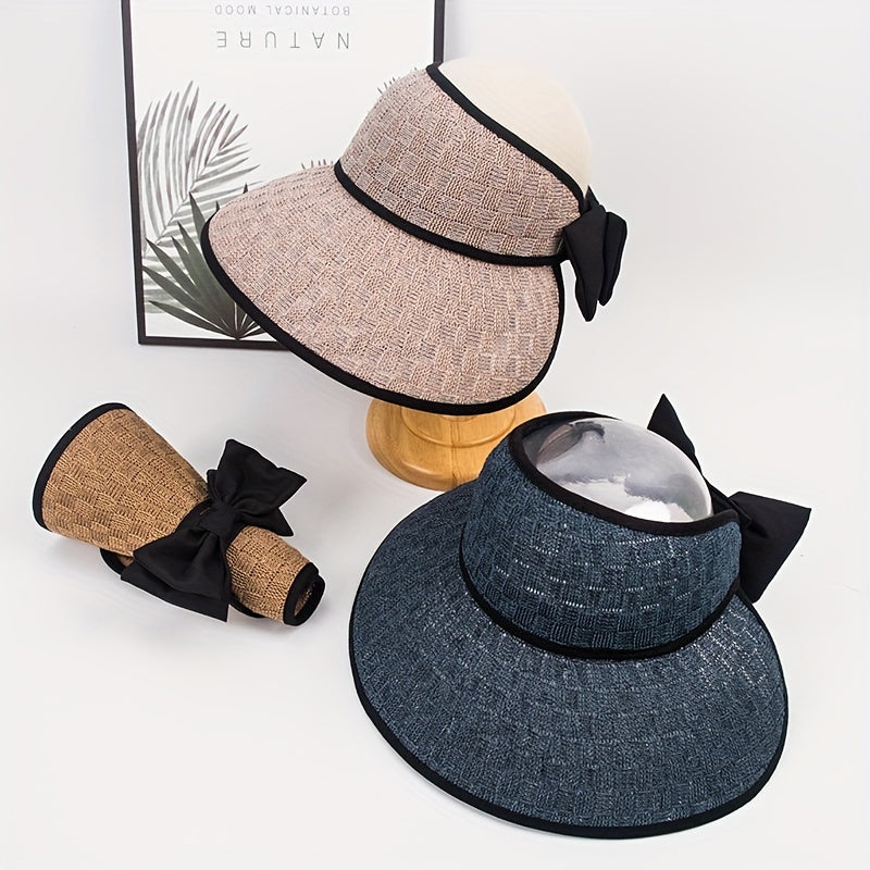 Breathable Wide Brim Visor Hat Women UV Protection Travel Beach Hat