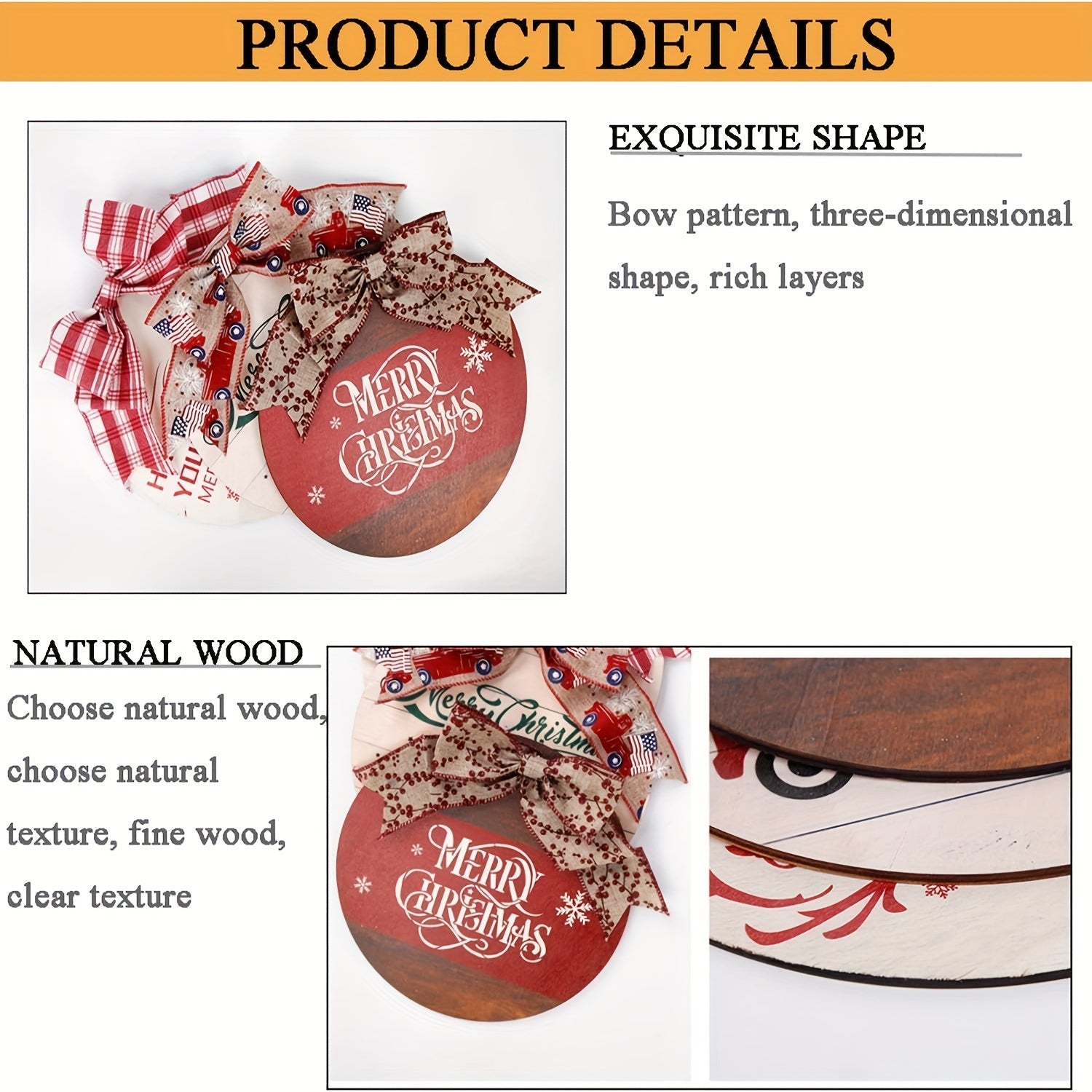 Christmas Wreath Hanging Sign Rustic Burlap Wooden Holiday Decor
