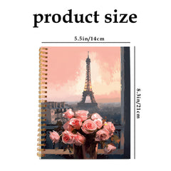 Eiffel Tower Pink Sky Flower Notebook Office Stationery