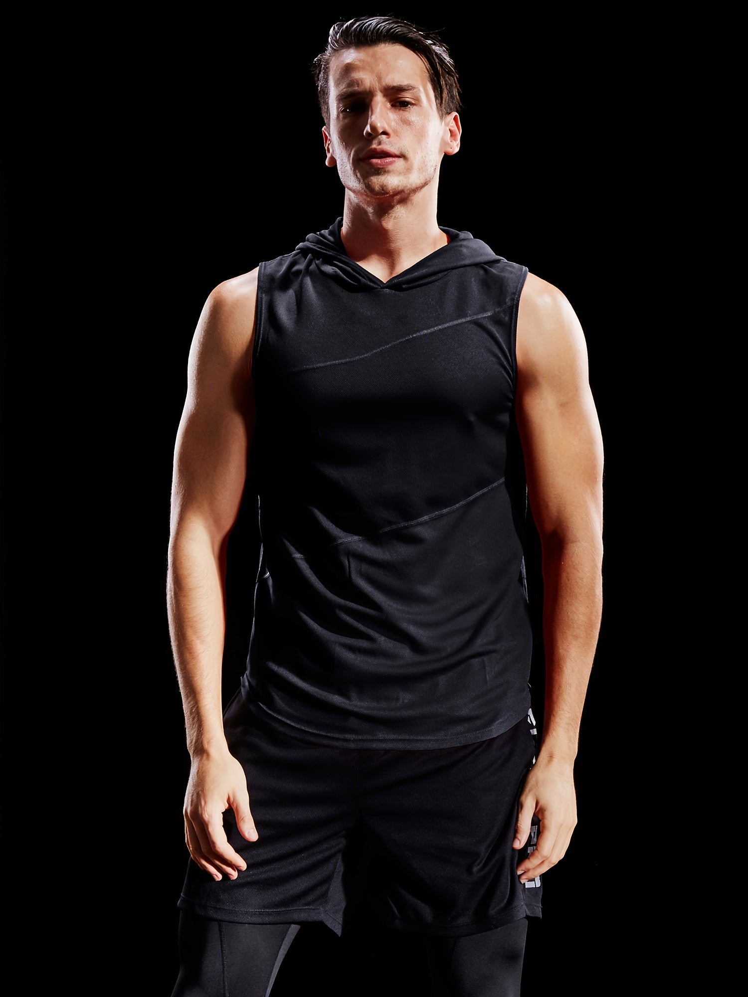 Men's Hooded Sleeveless Tank Top Quick Drying Lightweight Sports Vest