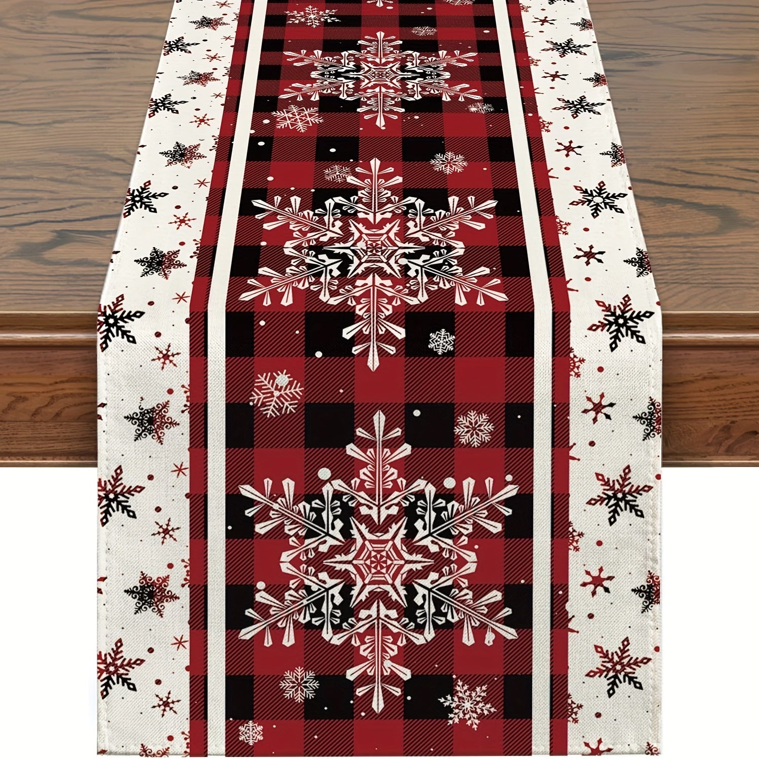Snowflake Plaid Table Runner Festive Christmas Decor for Home & Parties