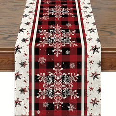 Snowflake Plaid Table Runner Festive Christmas Decor for Home & Parties