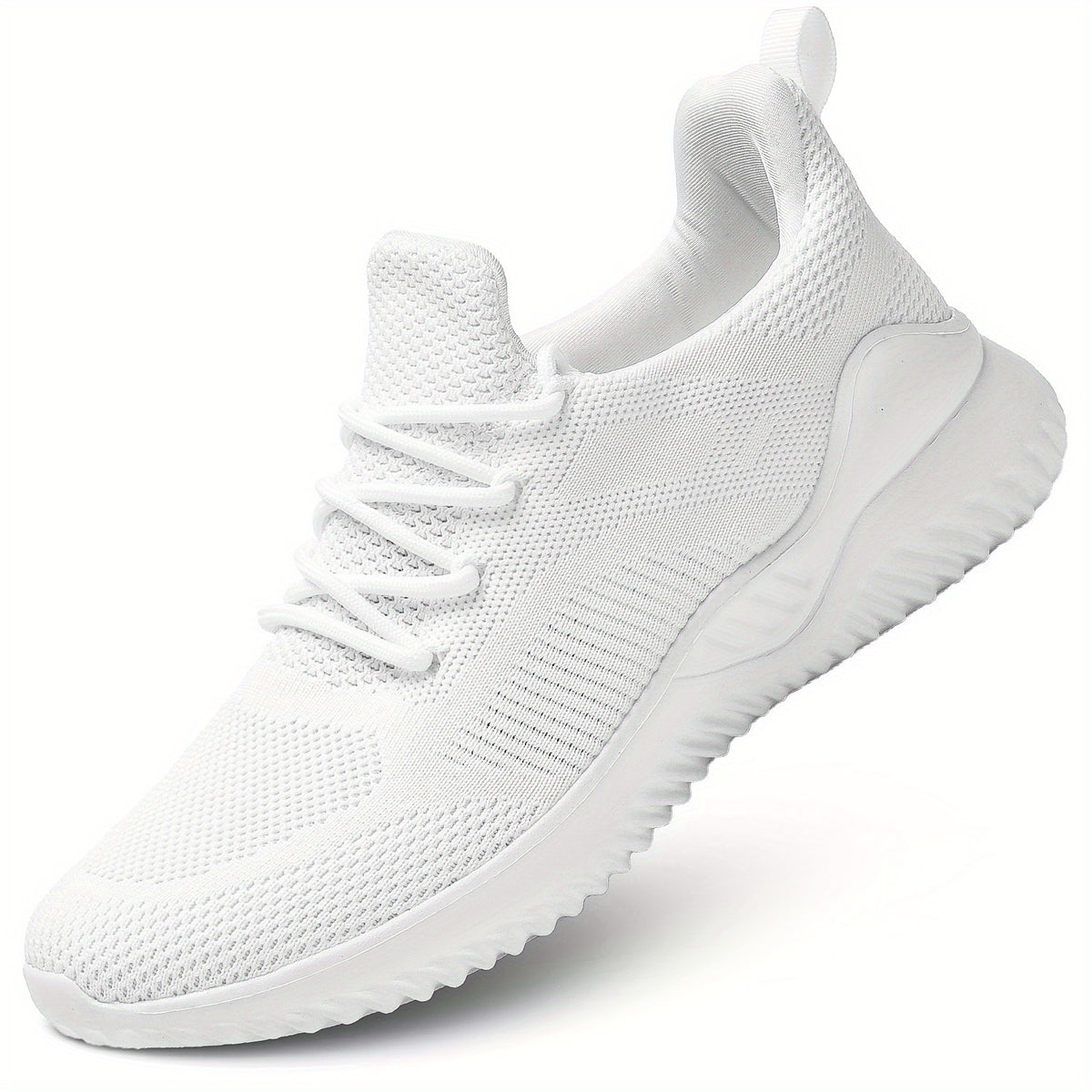 Men's Solid Running Shoes Breathable Woven Knit Sneakers