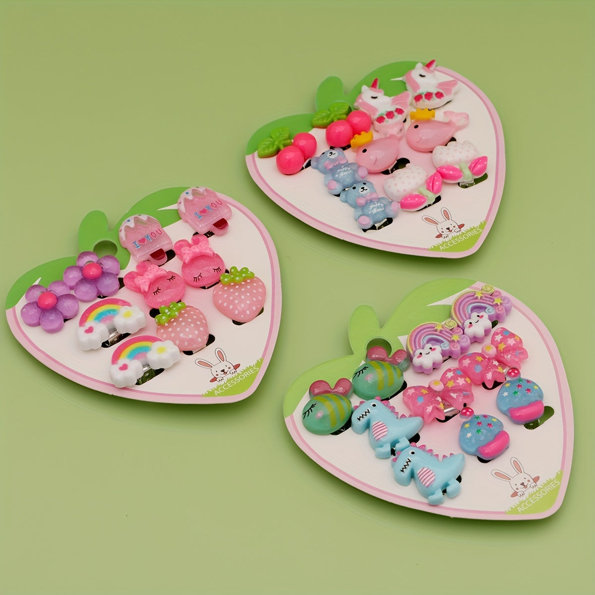 5 Pairs Cartoon Dinosaur Bee Non Pierced Earrings