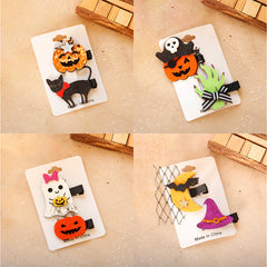 Halloween Pumpkin Ghost Hand Purple Hat Moon Bat Hairpin Clip