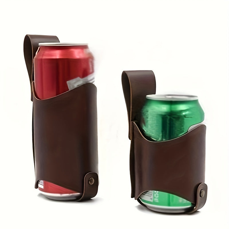 Faux Leather Beer Can Holder Belt for Men - Outdoor Festival Accessory