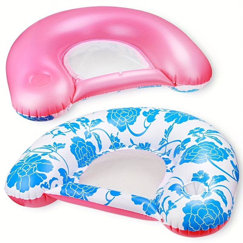 Inflatable Rose Print U Shaped Mesh Reclining Chair