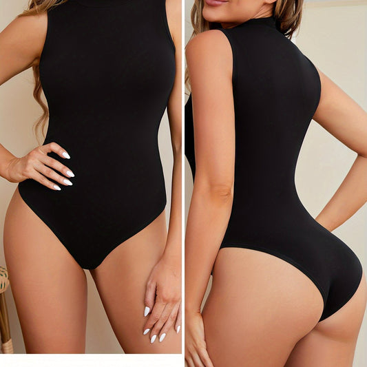 Solid Yoga High Neck Sleeveless Bodysuit Women's Sexy Workout Tank Top Jumpsuit