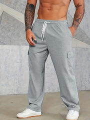Men's Solid Straight Leg Cargo Pants for Hiking