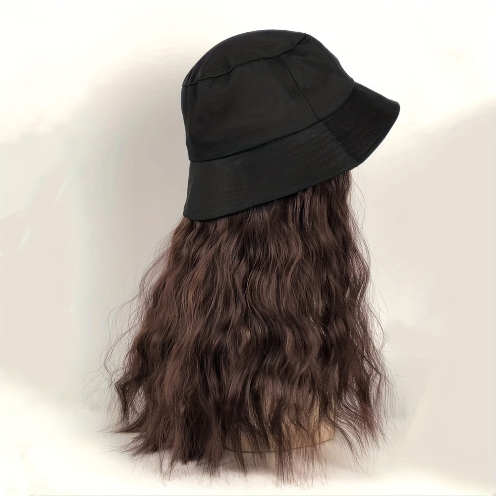 Women's Bucket Hat With Removable 29.97 cm Curly Hair Wig Hairstyle