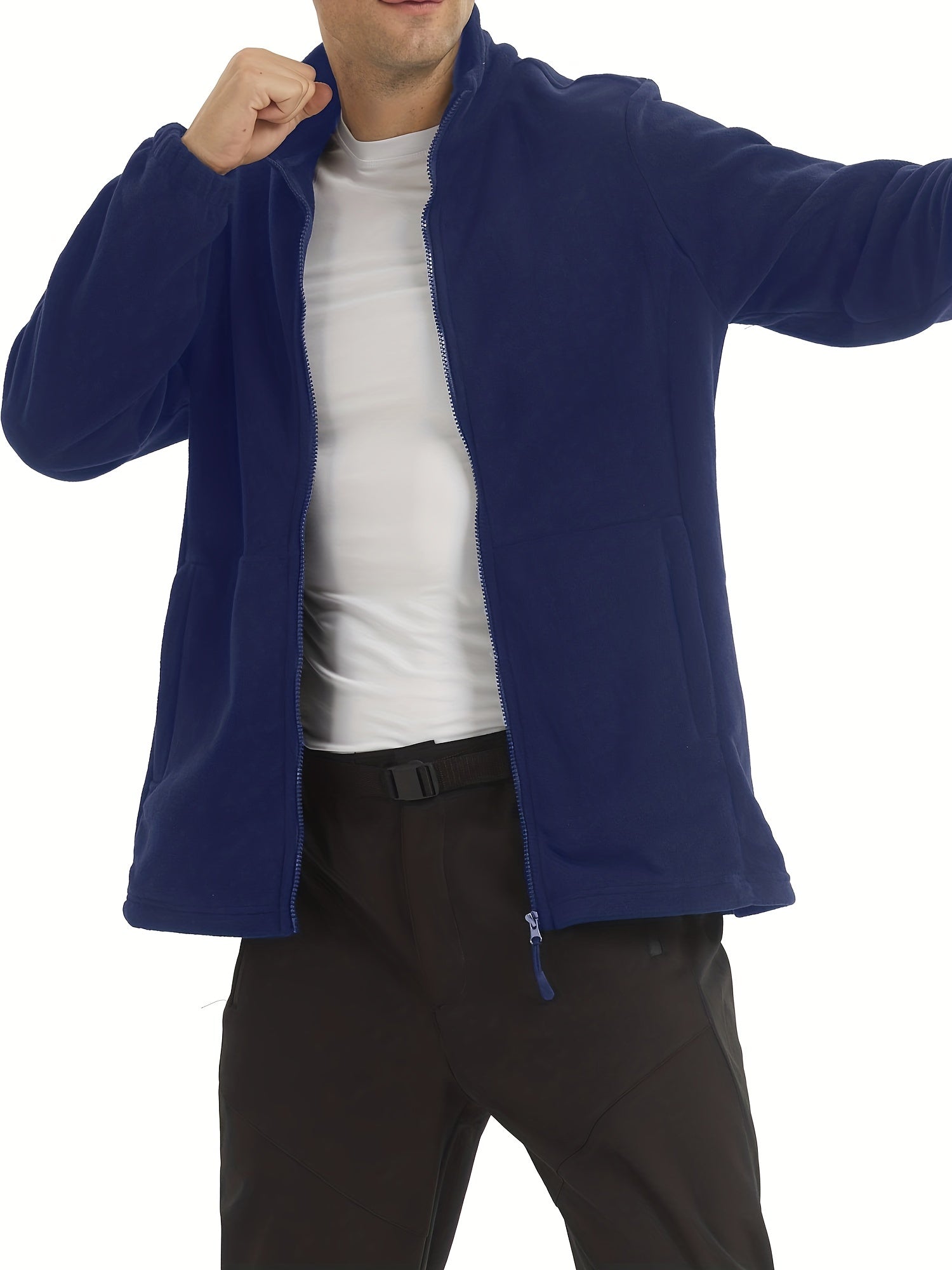 Men's Fleece Jacket Thermal Stretchable Zip Up Winter Coat