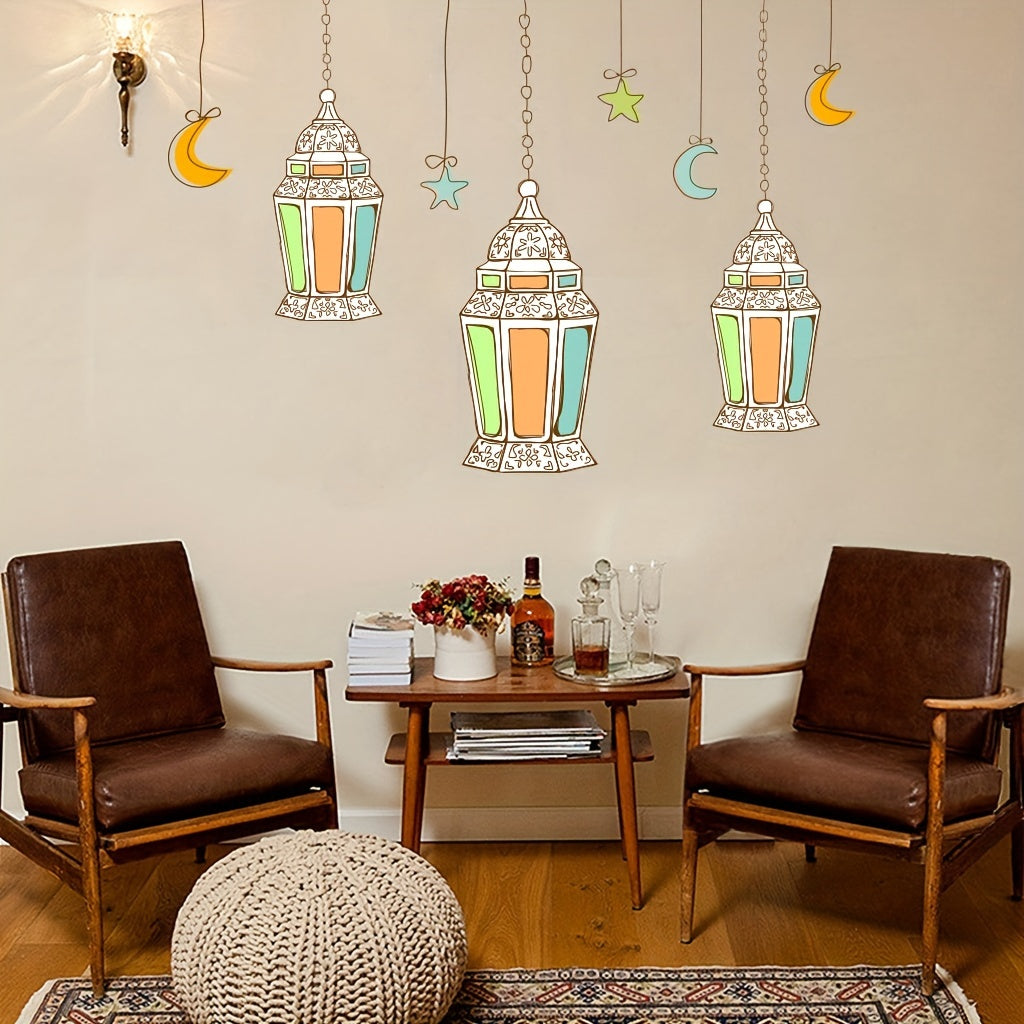 Ramadan Cartoon Chandelier Stars Moon Decoration PVC Sticker
