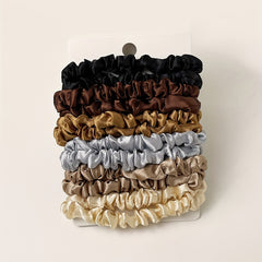 12 Pcs Solid Hair Tie Elastic Scrunchie Ponytail Hair Rope for Girls Women