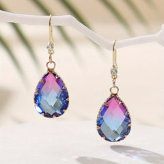 Colorful Glass Drop Earrings With Zircon Sweet Jewelry