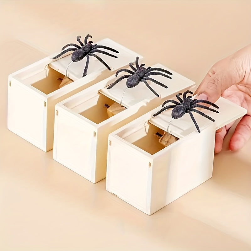 Wooden Spider Prank Box Handcrafted Joke Box Great For Gift Giving