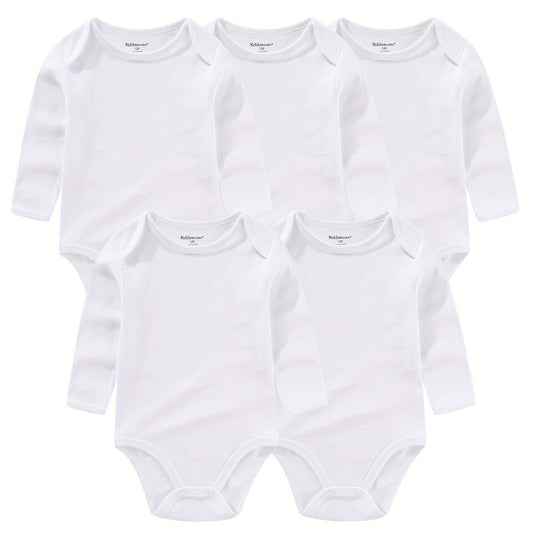 5Pcs Spring Autumn Unisex Long Sleeve Baby Boy Girl Bodysuits Cotton