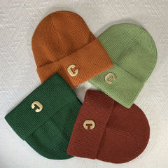 Letter C Decor Knitted Beanie Hat Winter Warm Hat