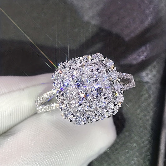 Sparkling Square Cubic Zircon Ring - Anniversary Gift