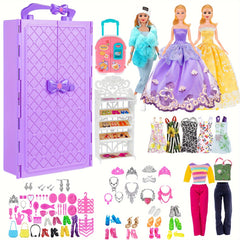 106pcs 29 Girl Doll with Doll Closet Clothes and Accessories