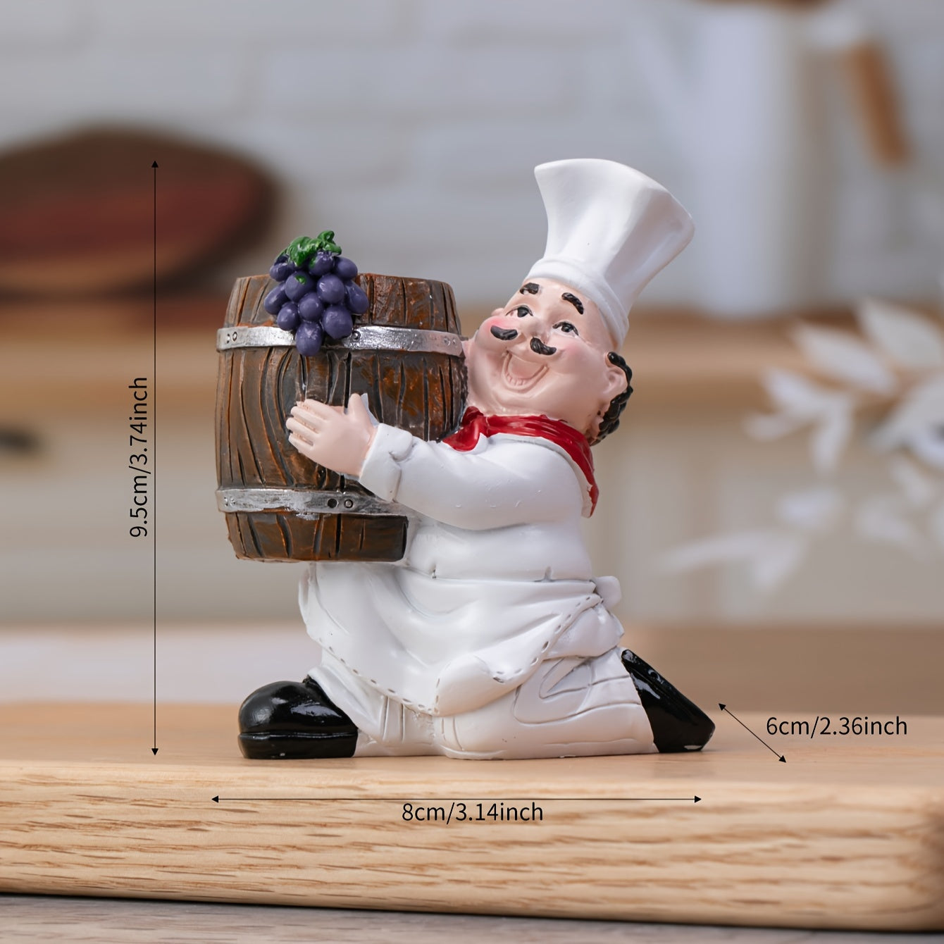 Chef Holding Toothpick Holder Wooden Bucket Decor