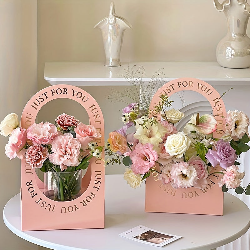 4pcs Portable Flower Basket Paper Bouquet Box Packaging Bag