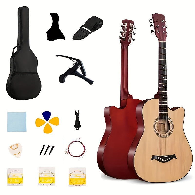 6 String Folk Guitar Basswood Panel Brass Strings