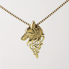 Punk Style Wolf Head Pendant Necklace Men's Jewelry Vintage Hip Hop Sweater Chai