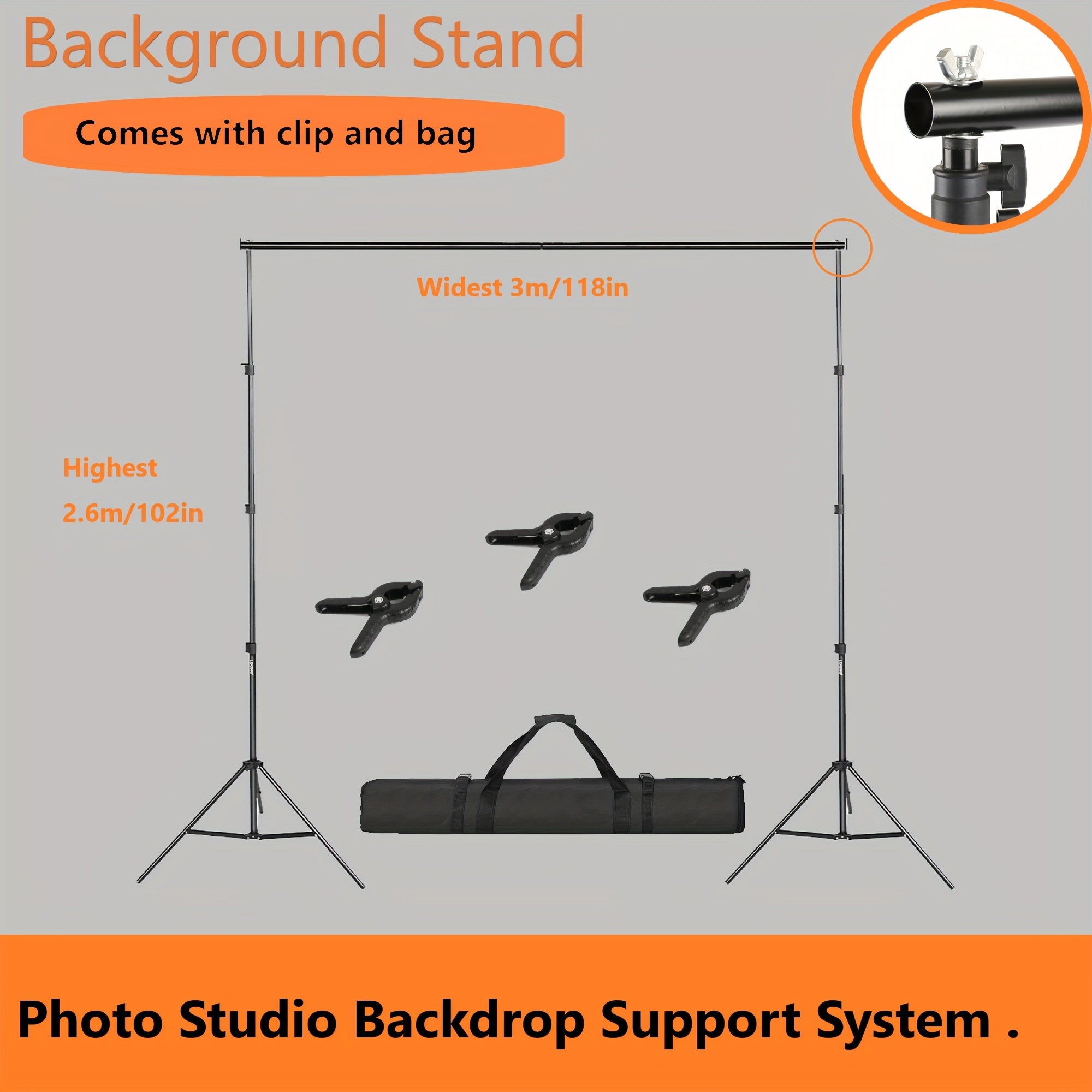 Background Stand Support System Kit with Carry Case