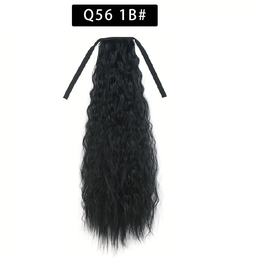 Long Curly Wavy Ponytail Extensions with Ribbon Tie for Daily Use