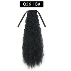 Long Curly Wavy Ponytail Extensions with Ribbon Tie for Daily Use