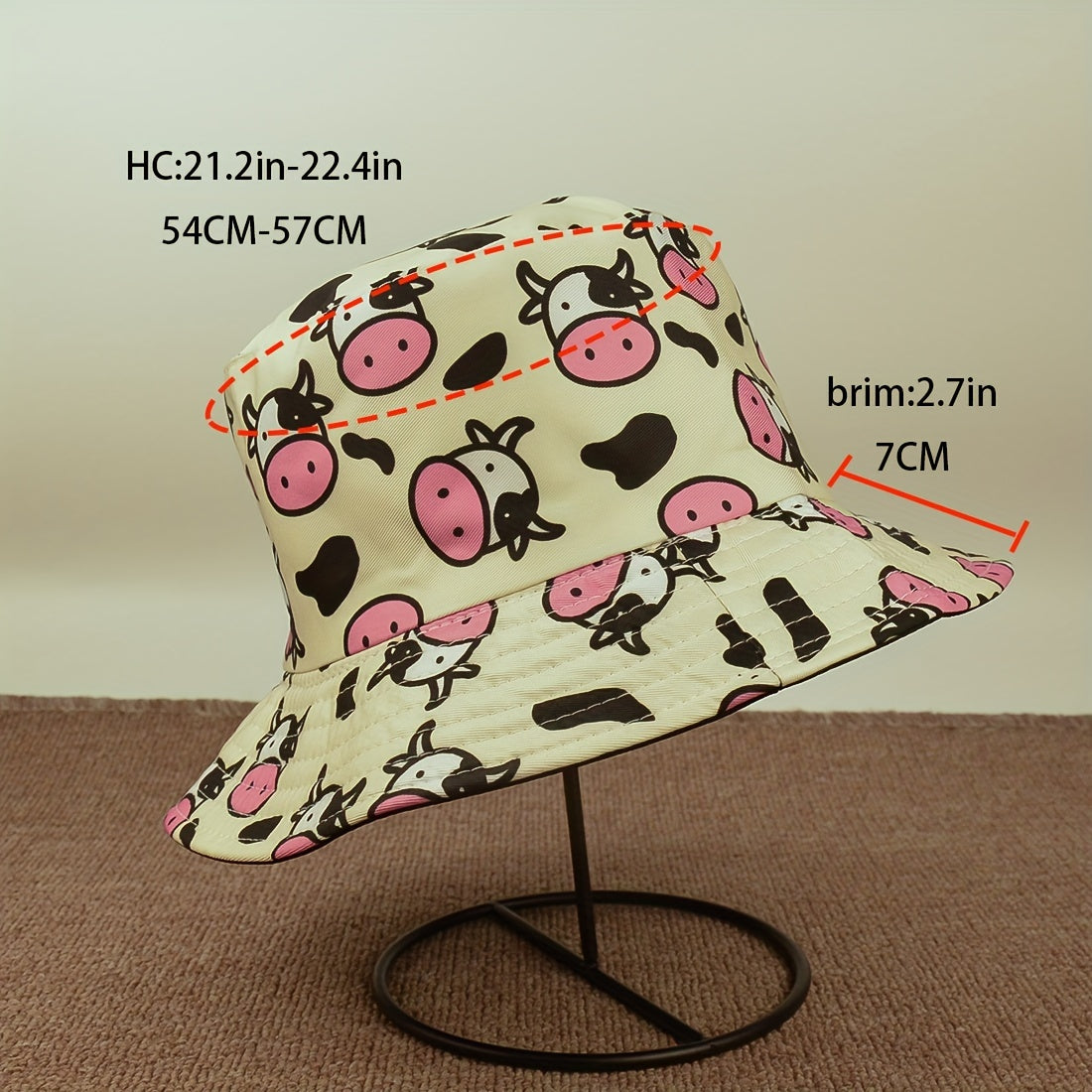Foldable Cow Print Sunshade Bucket Hat
