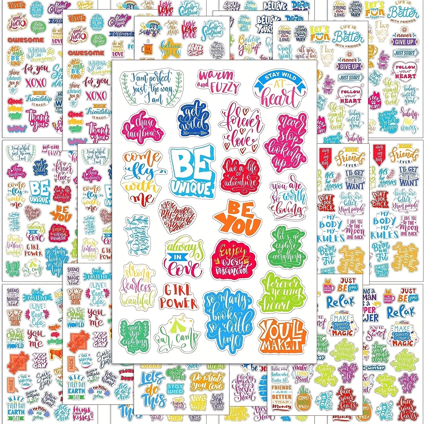 Inspirational Planner Stickers Set, 24 Sheets, Waterproof, Journal Daily Use
