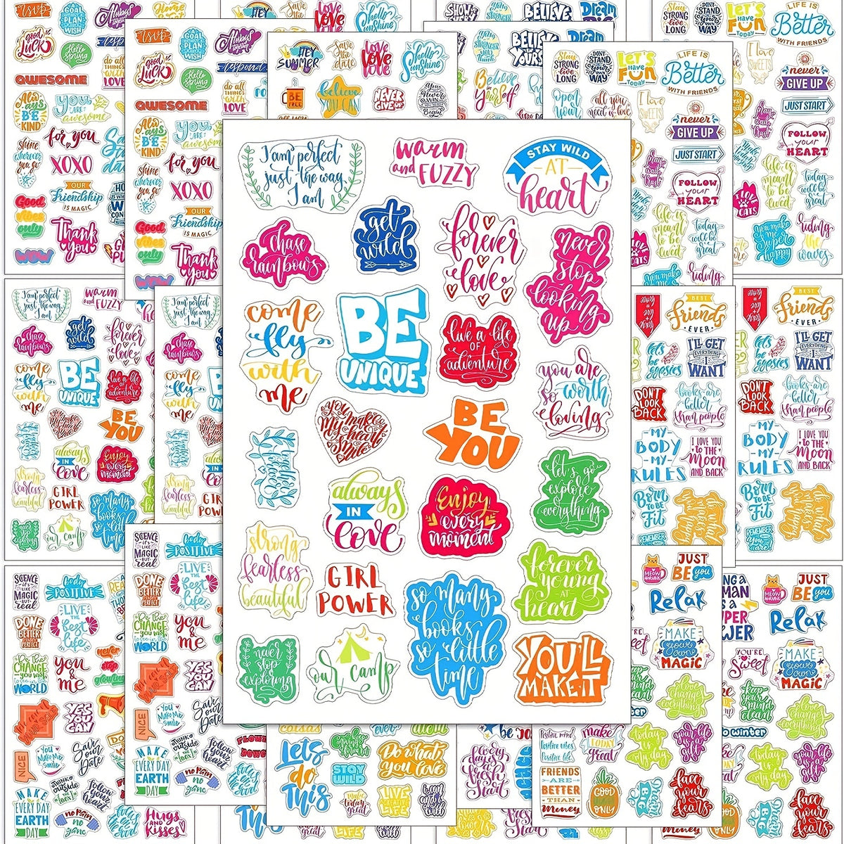Inspirational Planner Stickers Set, 24 Sheets, Waterproof, Journal Daily Use