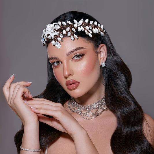 Vintage Floral Rhinestone Bridal Headpiece Handcrafted Beaded Wedding Accessory