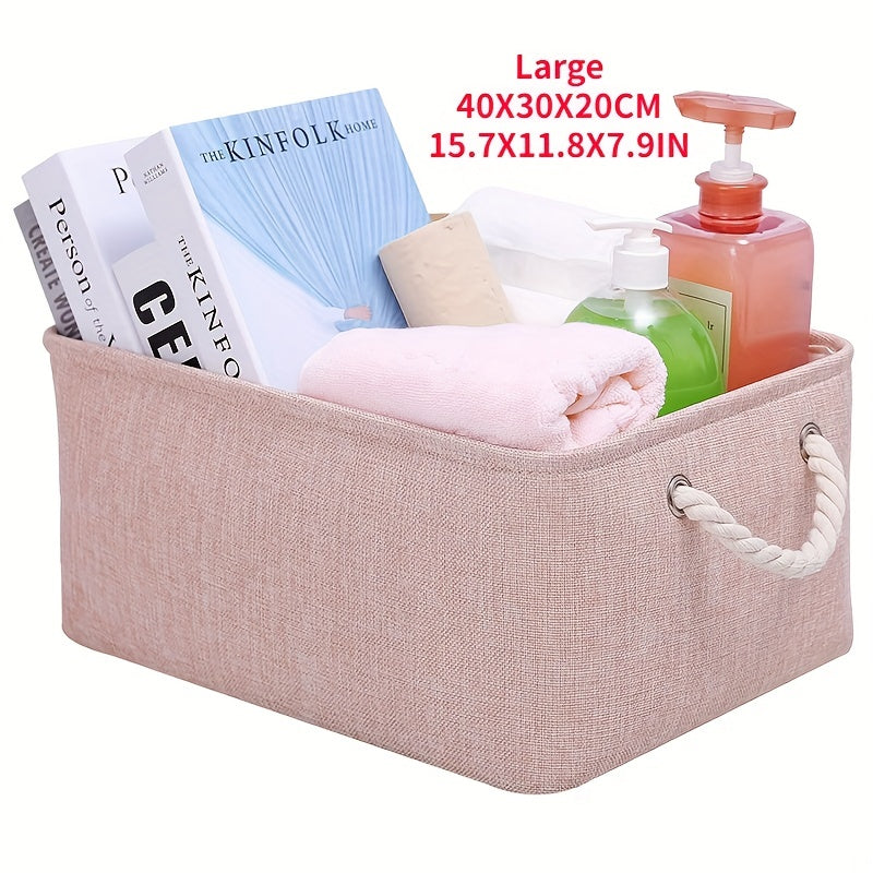 Large Capacity Cotton Linen Folding Storage Basket