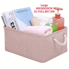 Large Capacity Cotton Linen Folding Storage Basket