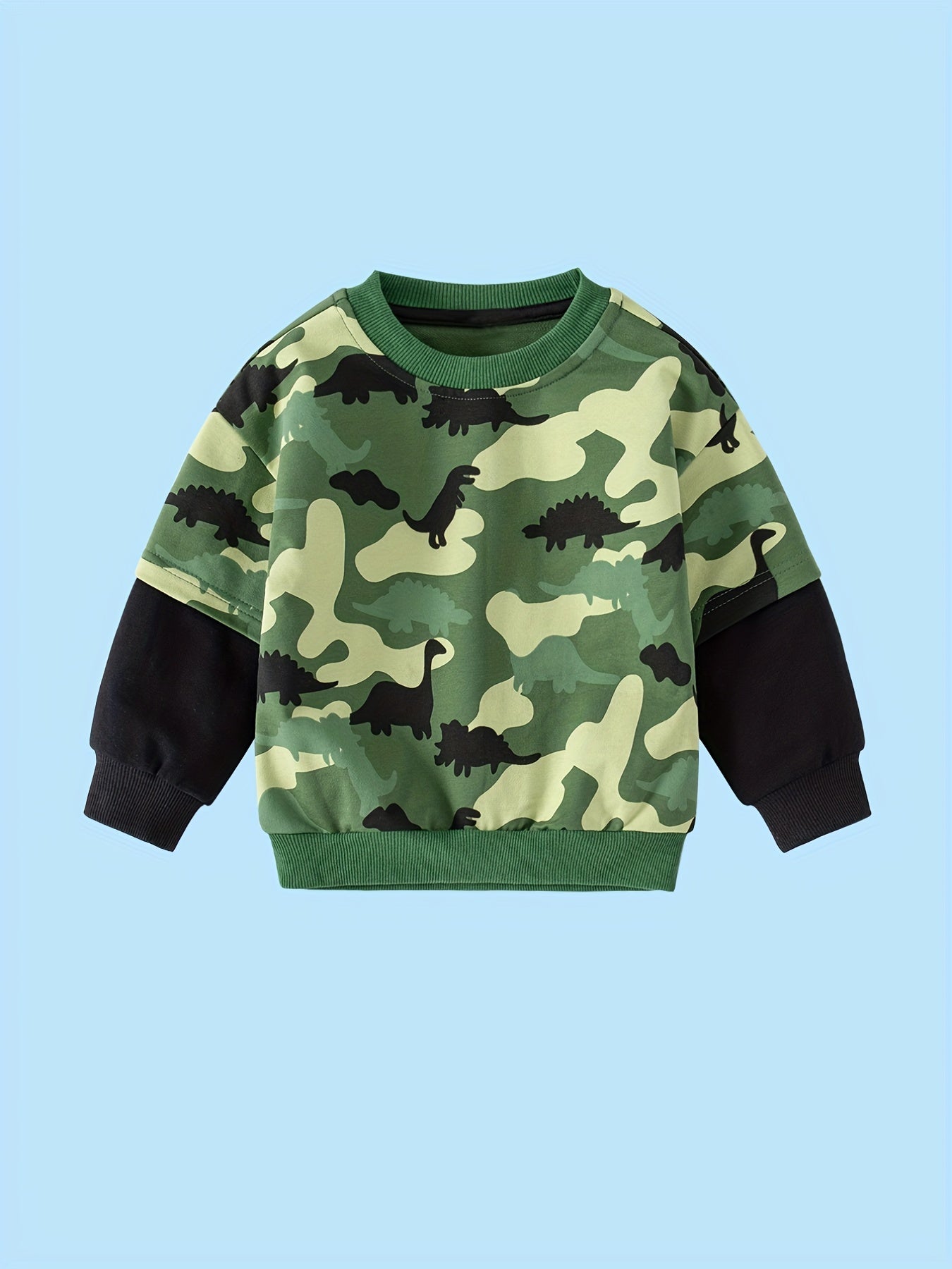 Dinosaur Full Print Boys Sweatshirt Long Sleeve Crew Neck Tops Kids Clothing
