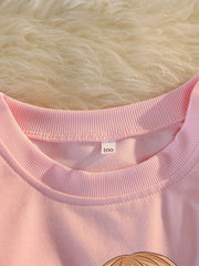 Toddler Girls Cartoon Graphic Thin Pullover Round Neck Long Sleeve Sweatshirt