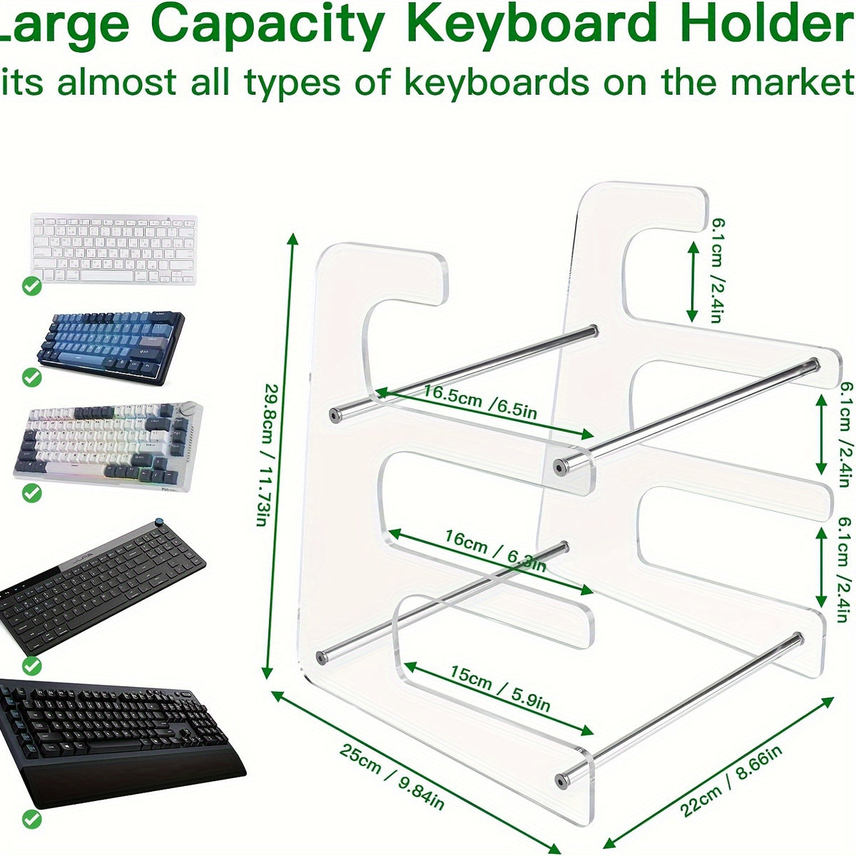 Acrylic Keyboard Stand 3 Layer Storage Rack