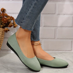 Women's Striped Pattern Flat Shoes Casual Slip On Lightweight Dress Shoes
