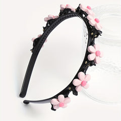 Pink Flower Hair Band With Hair Clip for Women Girls