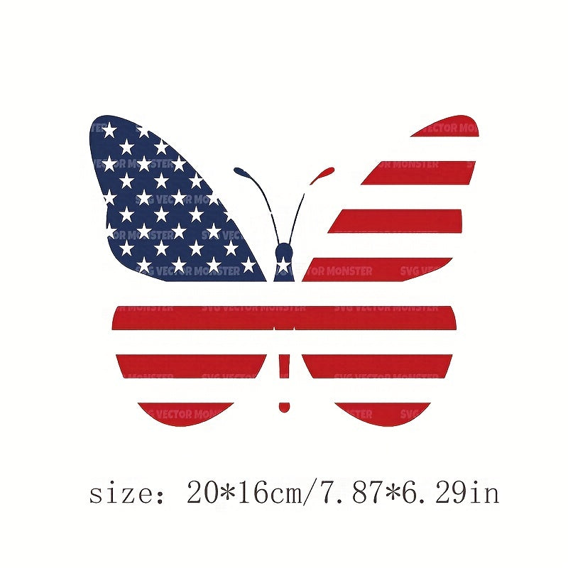 National Flag Butterfly Iron On Patches For Clothing Pillow Bag Printing Sticker