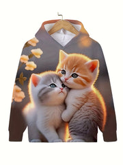 Sunset Kitten Graphic Hooded Sweatshirt