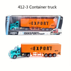 Boys' Pull Back Transport Truck Model Set - Dump, Container, Tank Truck