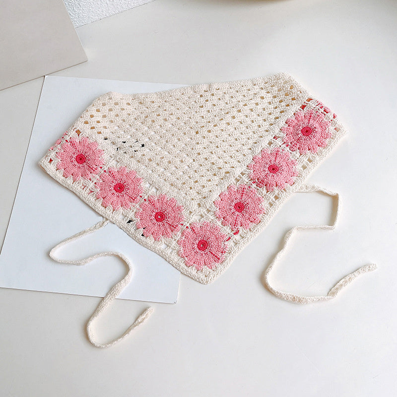 Boho Crochet Bandana Elastic Flower Headband Hair Accessory