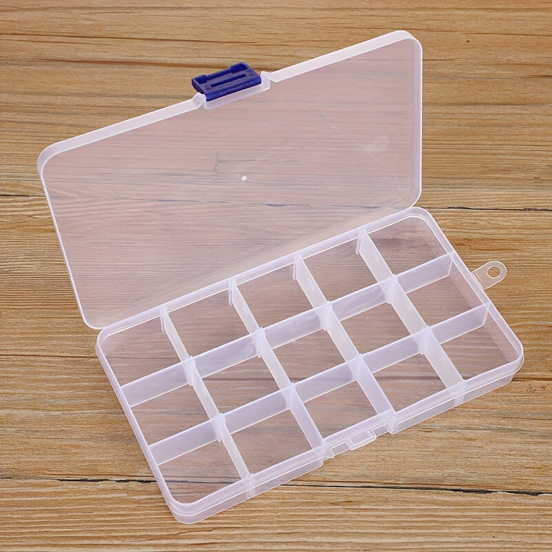 15 Grids Clear Plastic Storage Box Jewelry Organizer Fishing Tackle Container