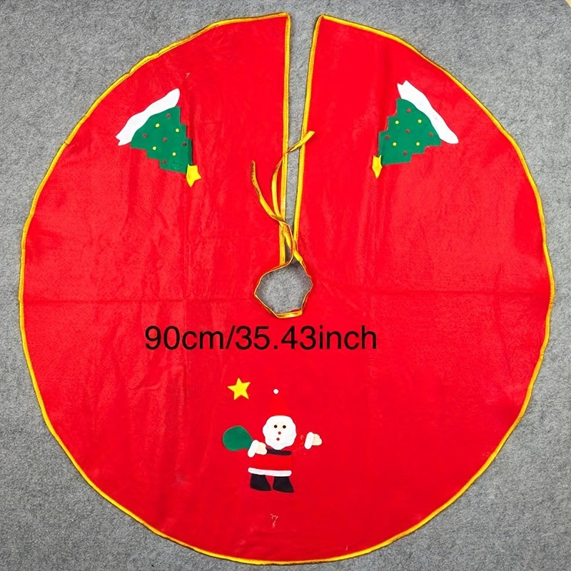 Christmas Tree Skirt Red Velvet Snowflake Design