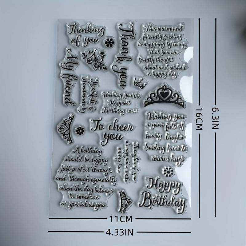 Birthday Wishes Clear Rubber Stamp Set for Card Decoration and DIY Crafts
