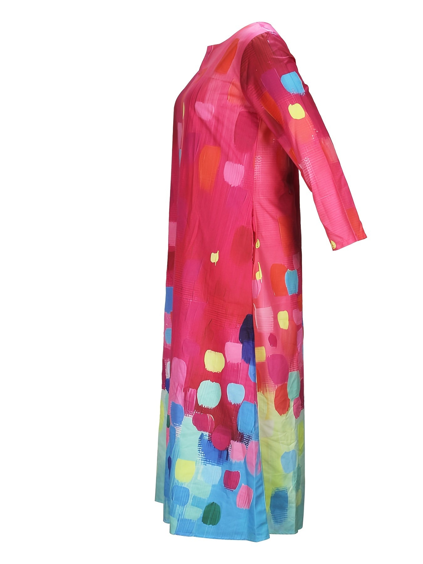  Colorblock Painting Print Maxi Dress