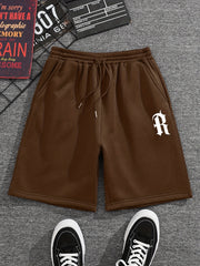 Men's R Graphic Drawstring Shorts for Summer